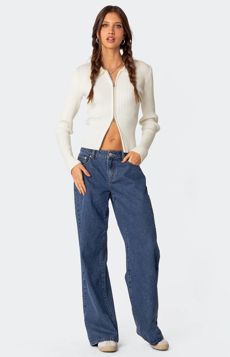 Edikted Cora Knitted Zip Up Cardigan