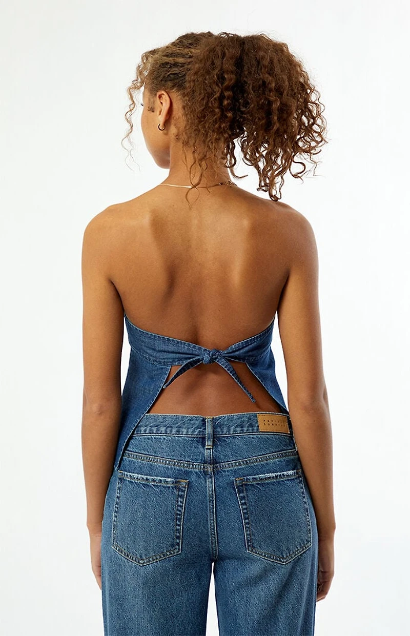 Your Favorite Strapless Denim Tie Back Tube Top