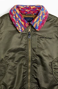 Awake NY MA-1 Knit Trimmed Washed Bomber Jacket