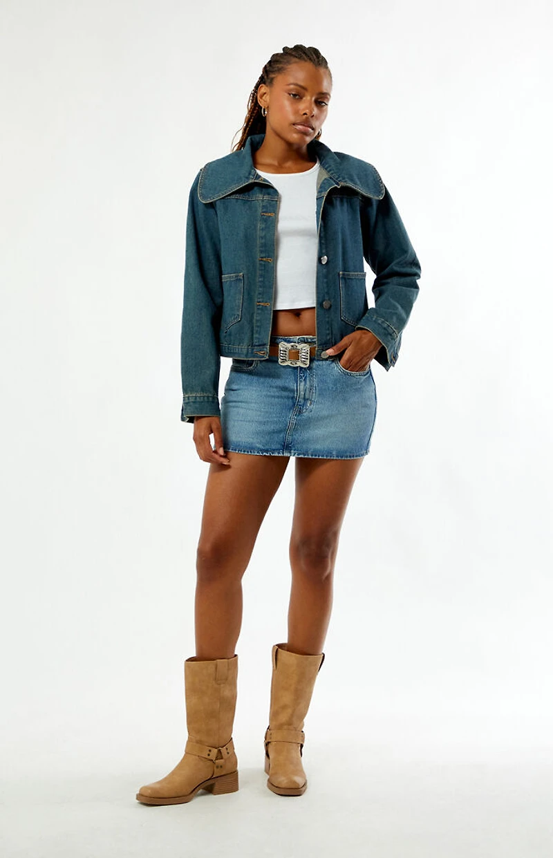 Daisy Street Halo Oversized Collar Denim Jacket