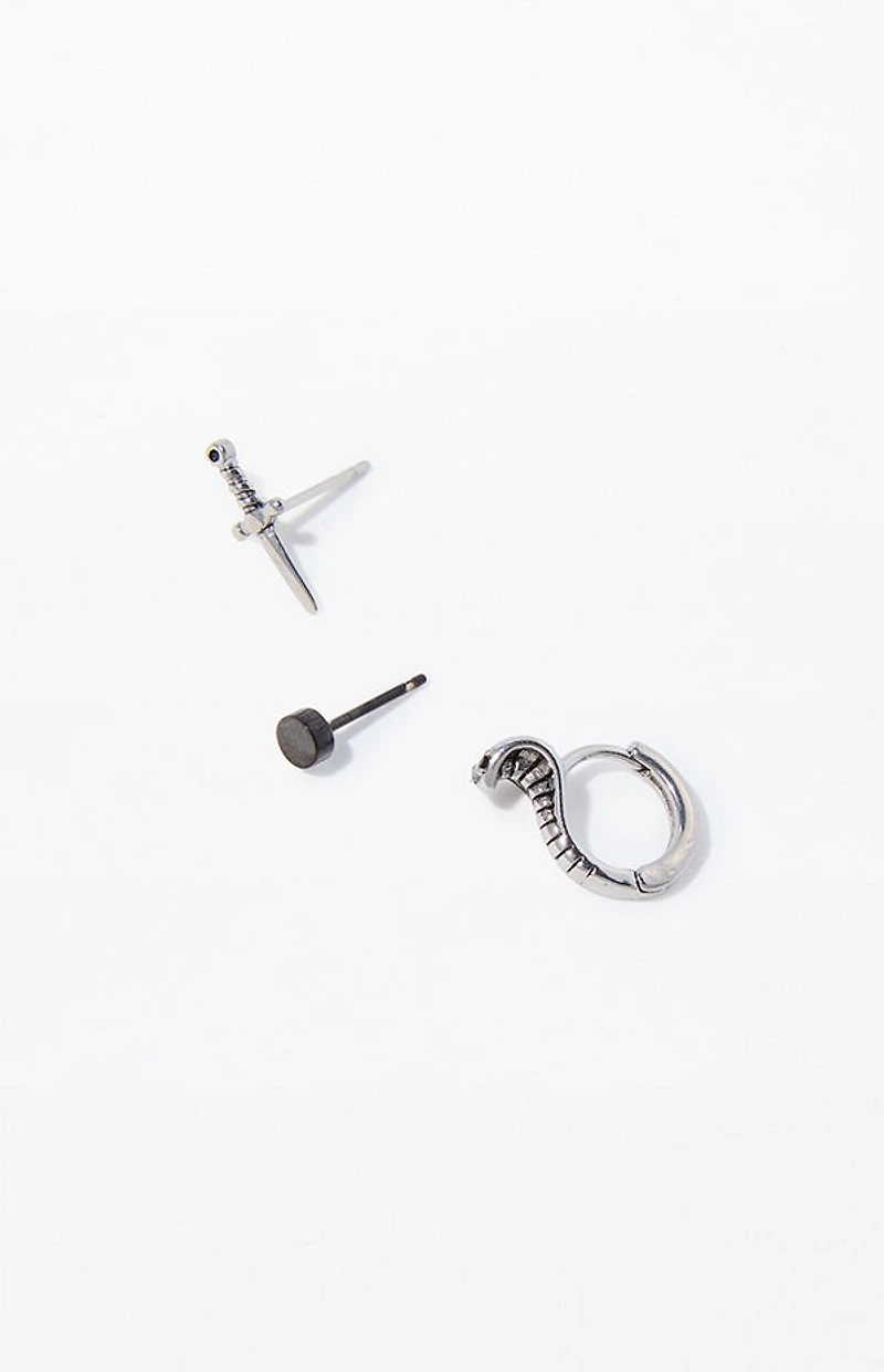 Pacsun 3 Piece Silver Dagger Earrings