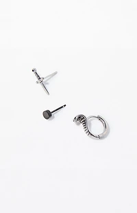 Pacsun 3 Piece Silver Dagger Earrings