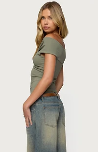 Edikted Twisted Front Off Shoulder Top