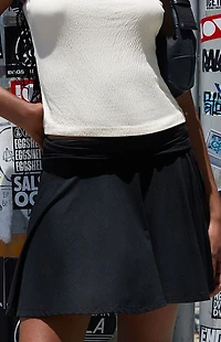 John Galt Black Ruched Mini Skirt