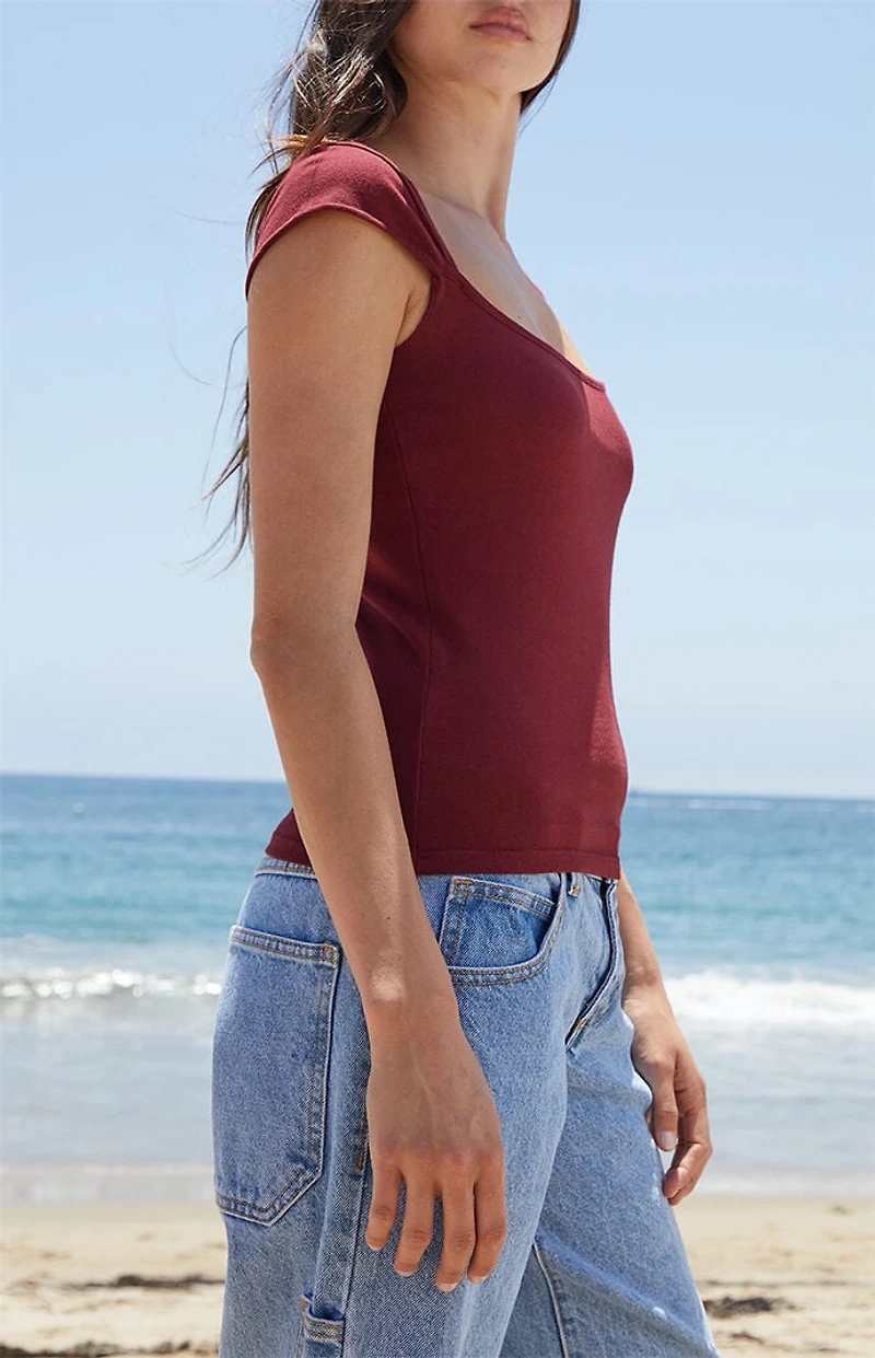 John Galt Burgundy Ella Top