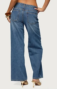 Edikted Monika Stud and Grommet Low Rise Baggy Jeans