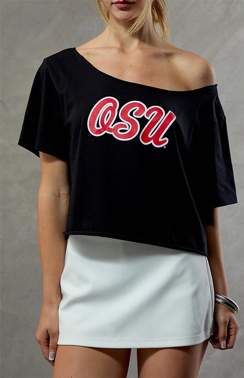 WILD COLLECTIVE Ohio State Off-The-Shoulder Oversized T-Shirt