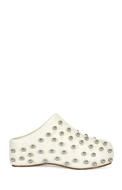 AZALEA WANG Women's Bone Darwinstud Faux Leather Mules