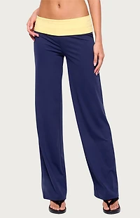 Edikted Dayna Contrast Foldover Straight Leg Pants