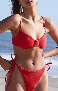 Pacsun Eco Red Coral Scrunch Tie Back Bralette Bikini Top