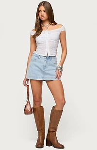 Edikted Laura Off Shoulder Dotted Cotton Top