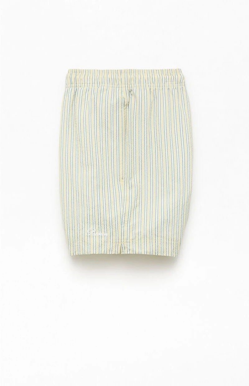 Pacsun Smiley Stripe Seersucker 4.5" Swim Trunks
