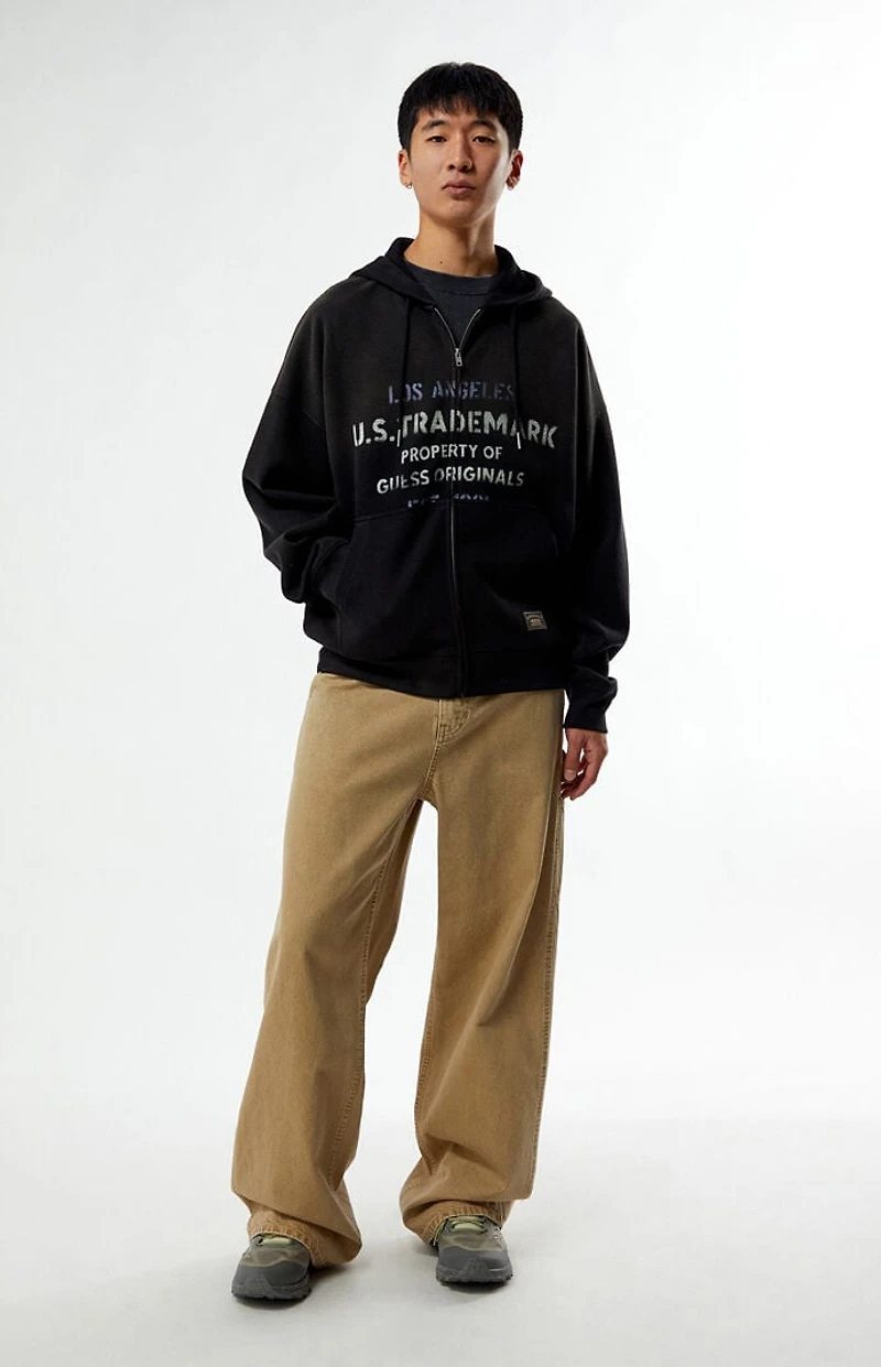 GUESS Originals Waffle Knit Full Zip Hoodie