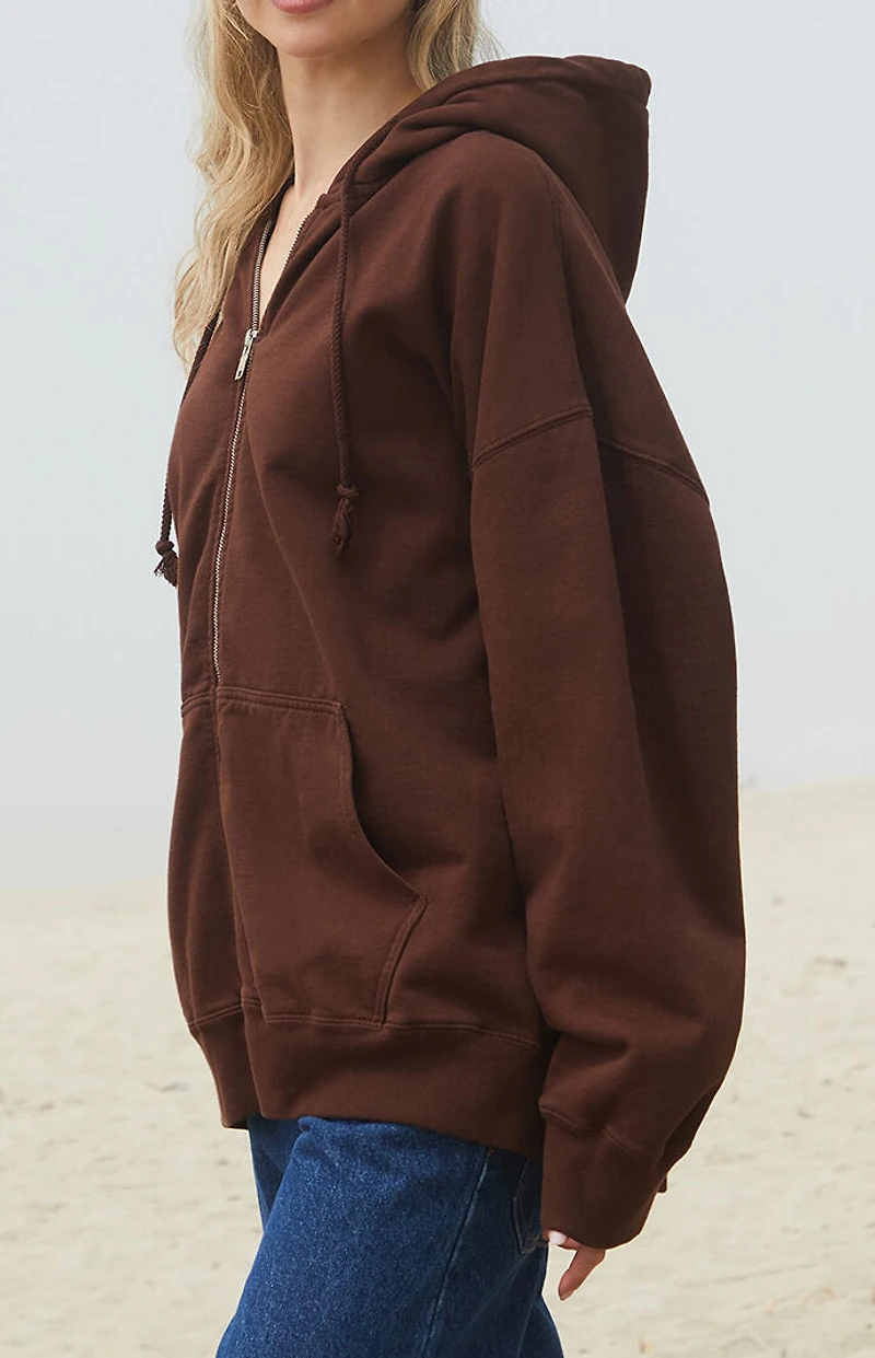 John Galt Brown Christy Full Zip Oversized Hoodie