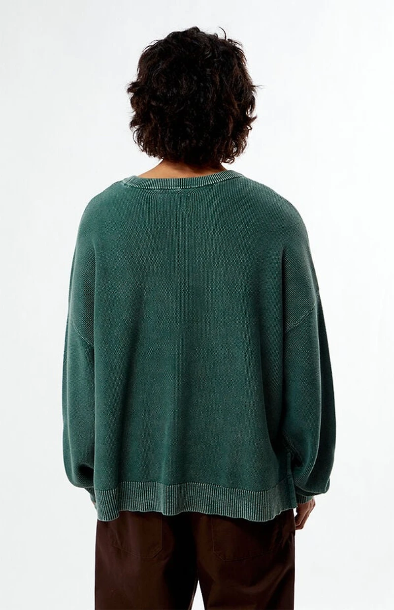 Pacsun Green Textured Crew Neck Sweater