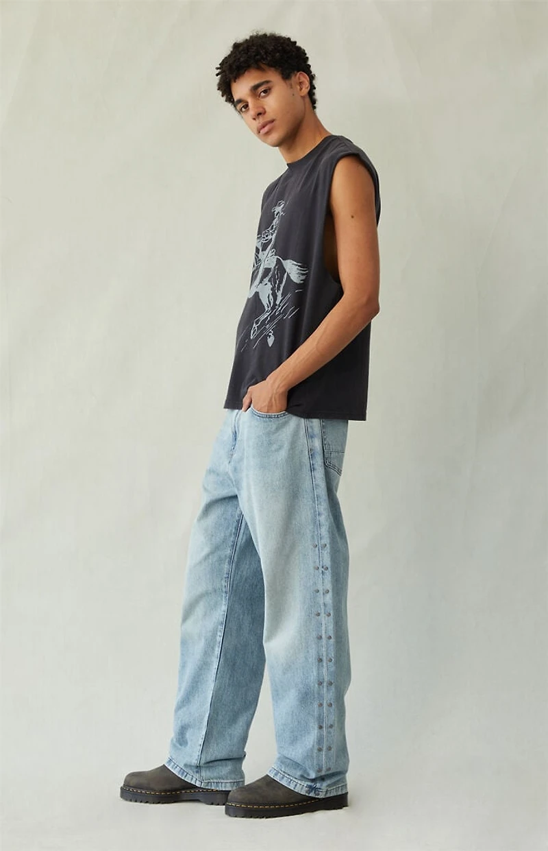 Pacsun Dylan Baggy Jeans Studded Medium Blue