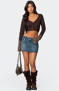 Edikted Color Block Flared Sleeve Cardigan