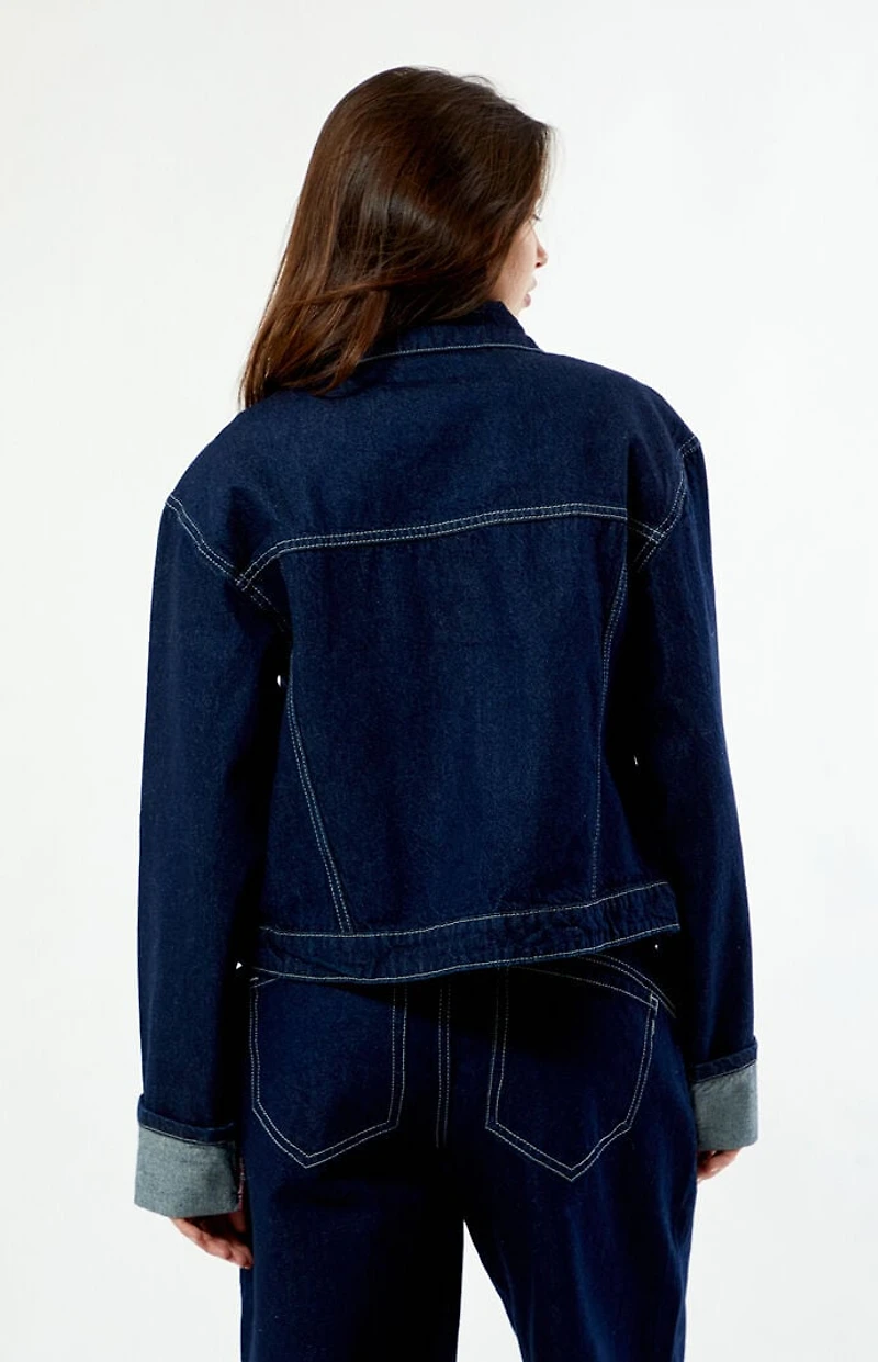 Daisy Street Dark Blue Paneled Denim Jacket