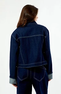 Daisy Street Dark Blue Paneled Denim Jacket