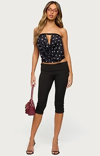 Edikted Jaclyn Polka Dot Mesh Strapless Top