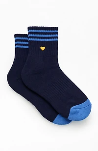 Pacsun Heart Varsity Stripe Quarter Socks