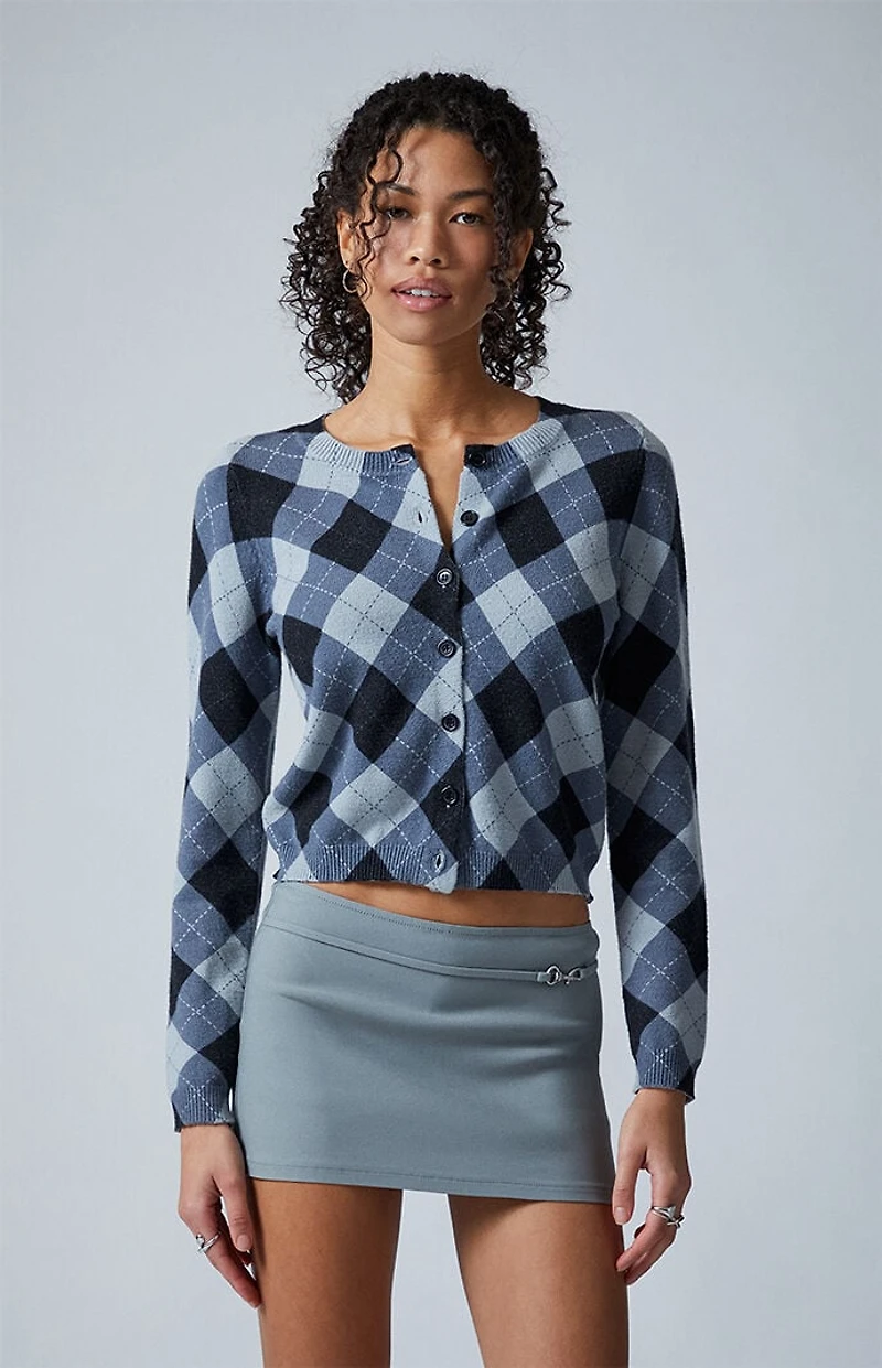 Third Charm Argyle Marley Button Down Cardigan