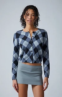 Third Charm Argyle Marley Button Down Cardigan