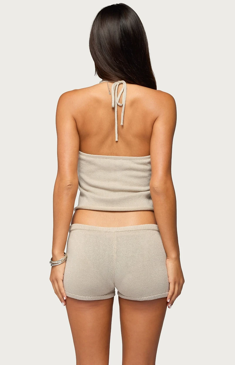 Edikted Nicca Iridescent Knit Halter Top