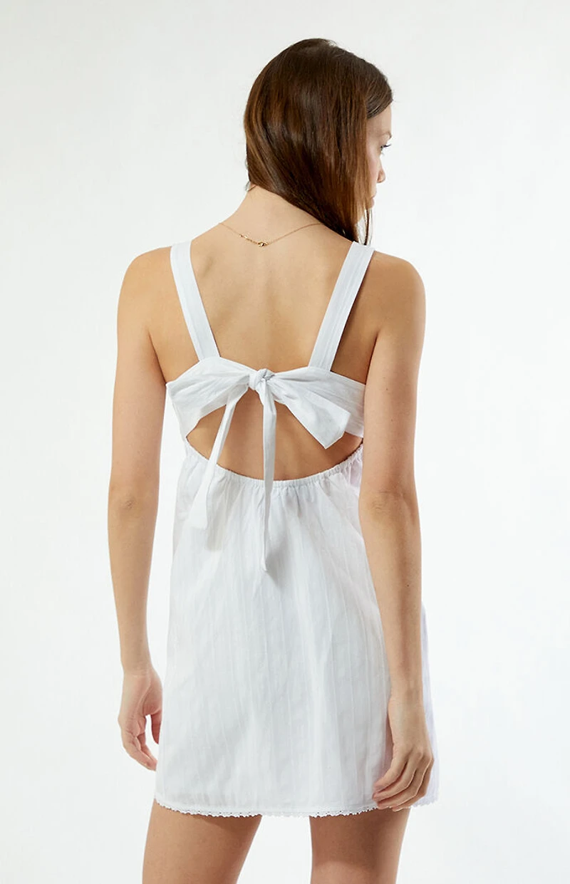 Your Favorite Linen V-Neck Lace Trim Mini Dress