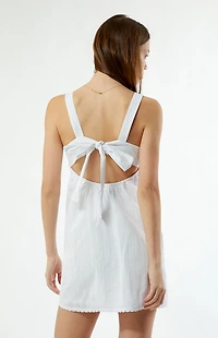 Your Favorite Linen V-Neck Lace Trim Mini Dress