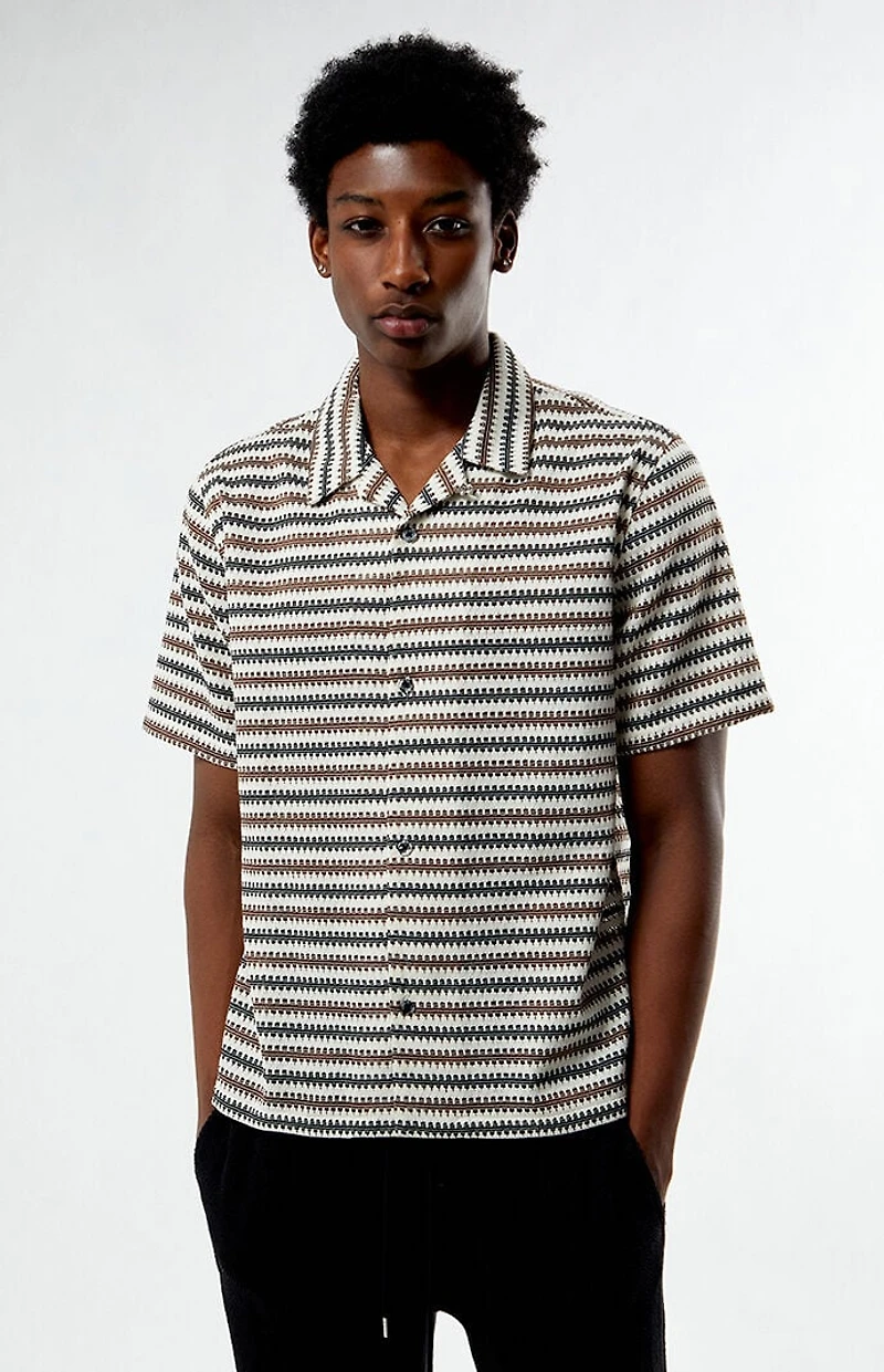 Pacsun Textured Striped Oversized Resort Camp Shirt
