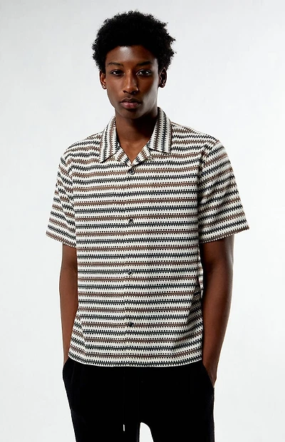 Pacsun Textured Striped Oversized Resort Camp Shirt