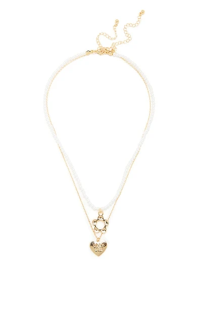 LA Hearts Juno Pearl Heart Layered Necklace