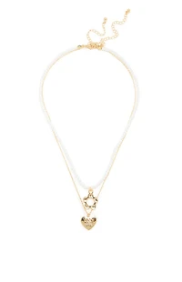 LA Hearts Juno Pearl Heart Layered Necklace