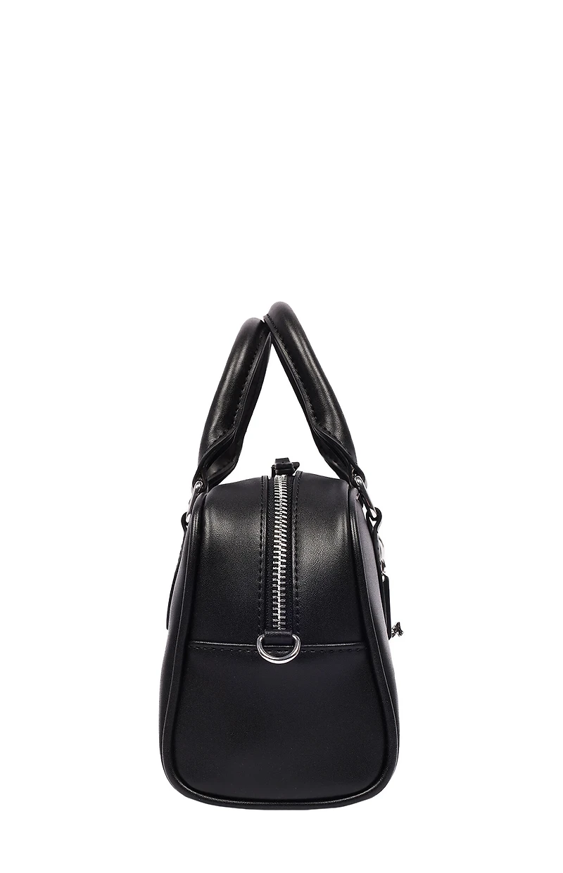 True Religion Black Bombe Logo Satchel