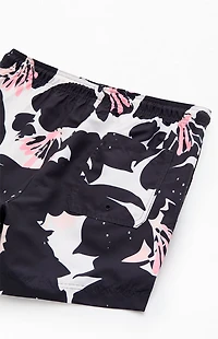 Pacsun Black Floral Eco 4.5" Swim Trunks