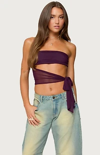 Edikted Amaro Strapless Side Tie Top