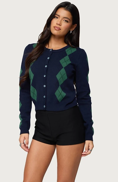 Edikted Farren Argyle Cardigan