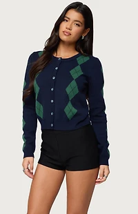 Edikted Farren Argyle Cardigan
