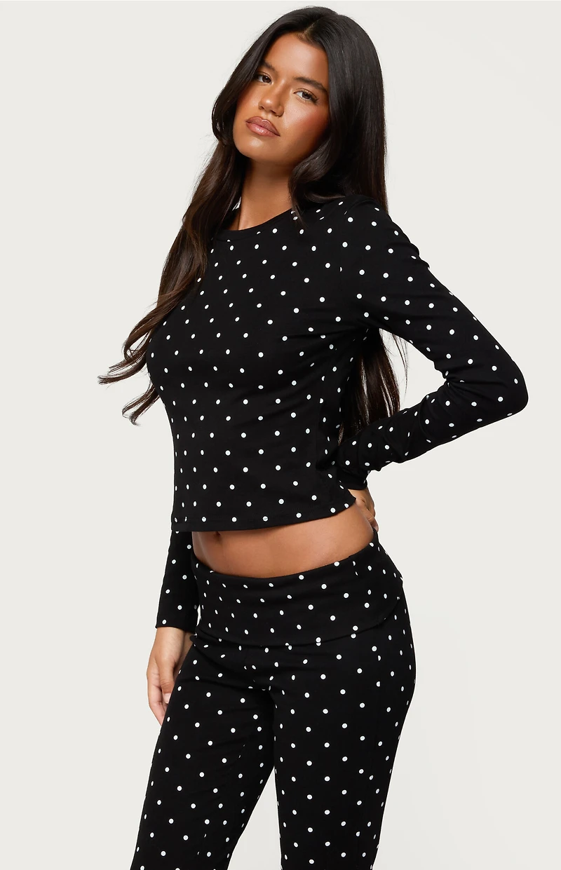Edikted Daliya Polka Dot Long Sleeve Top