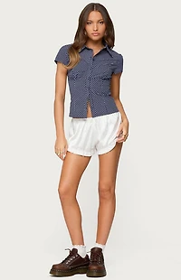 Edikted Polka Dot Tailored Button Up Shirt