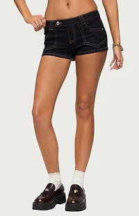 Edikted Quinne Contrast Stitch Denim Shorts