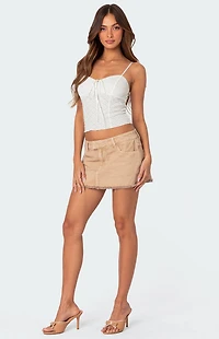 Edikted Charli Frayed Denim Mini Skirt