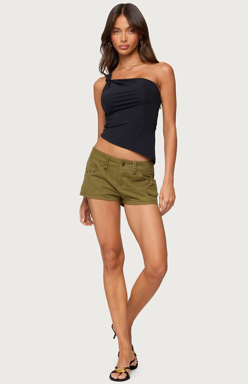 Edikted Knotted One Shoulder Asymmetric Top