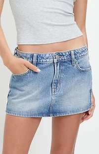 Pacsun Piper Stretch Medium Blue Jean Micro Mini Skirt