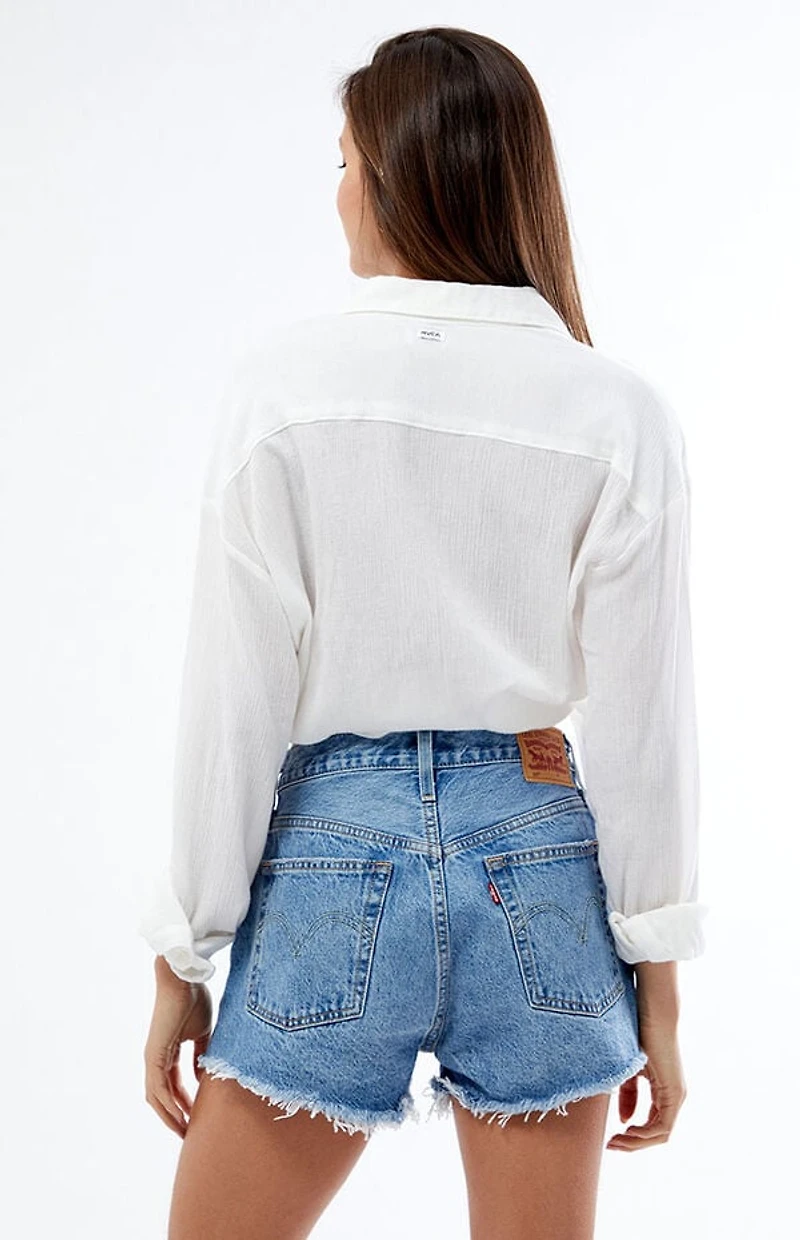 Levi's 501 Medium Indigo Distressed Denim Shorts