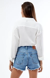 Levi's 501 Medium Indigo Distressed Denim Shorts