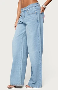 Edikted Mirra Embroidered Flower Low Rise Jeans