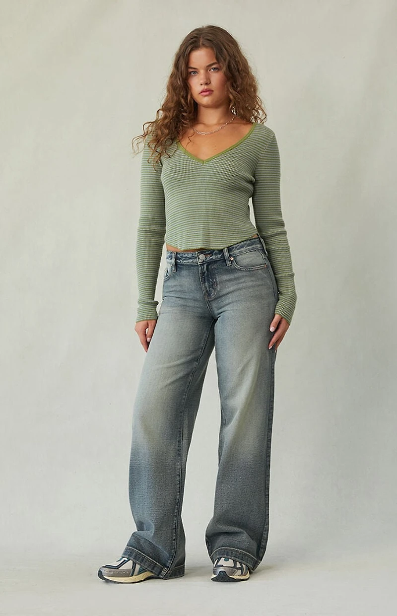 Pacsun Casey Low Rise Baggy Jeans Light Blue Wash