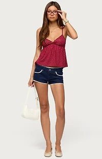 Edikted Belen Polka Dot Lacey Babydoll Top